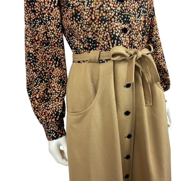 Vintage 70s Shirtdress Womens Medium Floral Print Top Button Up Long Sleeve - Picture 8 of 14